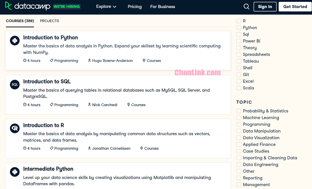 DataCamp: COURSES